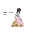 Toppa ragazza con paillettes rosa e oro ricamata per decorazione abbigliamento - Ragazza in abito rosa e oro (GZ-2576)