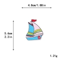 Embroidered sailboat patch with dimensions 4.8cm by 5.6cm on white background - Colorful Sailboat Style (GZ-4140)