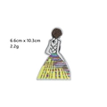 Patch ragazza girasole alla moda con paillettes colorate ricamate, 6,6x10,3 cm - Ragazza in abito multicolore (GZ-2578)
