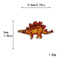 Écusson brodé dinosaure stégosaure orange et rouge, patch décoratif 9.5x5cm - Style Stégosaure Rouge Orangé (GZ-4714)