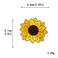 Gele zonnebloem geborduurde patch met witte rand en maatspecificaties voor kleding - Zonnebloem Stijl (10977)