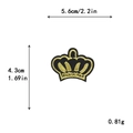 Patch ricamata corona dorata su nero, 5,6x4,3cm per giacche e borse fai-da-te - Stile Corona Filo d'Oro Base Nera (GZ1034)