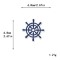 Navy blue ship wheel embroidery patch for DIY crafts with 6.8cm diameter - Blue and White Ship Wheel Style (GZ-4139)