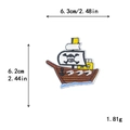 Embroidered pirate ship patch with skull sail and dimensions of 6.3cm by 6.2cm - Skull Sail Pirate Ship Style (GZ-4144)