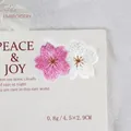 Pink and white cherry blossom embroidery patches, 4.5x2.9cm DIY floral appliques - Deep Pink and White (GZ-4482-A)