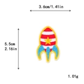 Red and white rocket iron-on embroidery patch with dimensions 3.6cm x 5.5cm - Red And White Striped Rocket With Star (10902)