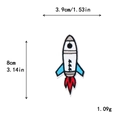 Embroidered rocket ship patch for clothes DIY decoration, size 3.9cm by 8cm - Five Color Cartoon Rocket Style (10901)