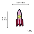 Pink rocket embroidered patch with 3x6.6cm dimensions for clothing and DIY decor - Pink Theme Cartoon Rocket Style (10914)