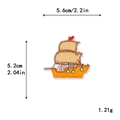 Embroidered pirate sailing ship patch with dimensions 5.6cm by 5.2cm and weight 1.21g - Vintage Brown and Yellow Sailboat Style (GZ-4141)