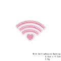 Ροζ κεντητό επίραμμα καρδιά WiFi με αυτοκόλλητη βάση, μέγεθος 6,4x4,3cm για ρούχα - Σήμα WiFi καρδιά (GZ-2645)