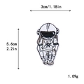 Embroidered astronaut space patch for DIY clothing repair, size 3cm by 5.6cm - Standing Astronaut Black White Grey (10911)