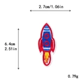 Embroidered cartoon rocket iron-on patch in red and blue with size measurements - Multicolor Cartoon Rocket Style (10900)