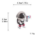 Astronaut cartoon embroidery patch, black and white space theme, size 4.4x5.3cm for DIY - Astronaut Holding Flag Style (10909)