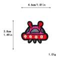 UFO space shuttle embroidered patch in red and pink colors with 4.6cm width size - Red UFO With Heart Detail (10917)