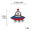 Embroidered UFO patch in red and blue colors, measuring 5.2cm width and 4.9cm height - Multicolor UFO With Stand Detail (10894)