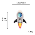 Embroidered cartoon rocket patch for clothes with flame details and dimensions - Grey Rocket With Flame Detail (10899)