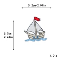 Embroidered sailboat patch for DIY clothing with 5.2cm by 5.7cm size dimensions - White Sail Blue Boat Style (GZ-4142)