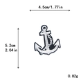 White embroidered anchor patch on navy base for DIY clothing decor, size 4.5x5.2cm - Dark Blue and White Anchor Style (GZ-4146)