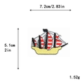 Embroidered pirate ship patch with red and white sails for DIY clothing decoration - Red and White Sail Pirate Ship Style (GZ-4153-A)