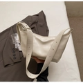 Borsa hobo minimalista in morbida pelle PU bianco crema con tracolla larga regolabile - Bianco Sporco