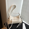 Elegante bolso hobo de charol blanco roto con cremalleras de borlas largas de mujer - Blanco Roto