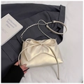 Chic cream white ballet style underarm bag with large bow and chain strap detail - White Without Pendant