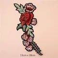 Rose floral embroidered patch for DIY clothing, 13x28cm elegant flower design - Single Rose Style A (GZ-768A) / 1 Piece