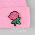 Pink rose flower embroidery patch for DIY clothing decoration with green leaf details - Pink Rose (GZ-4445)