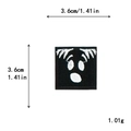 Square black embroidered patch with white surprised face for clothing DIY, 3.6cm size - Surprised Expression (11496)