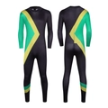 Cool Runnings bobsled team costume with yellow and green geometric jumpsuit design - S / Black Yellow Green Contrast