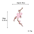 Pink cherry blossom embroidery patch with branches, measuring 14cm by 7cm for DIY crafts - Pink Plum Branch (GZ-1147)