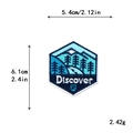 Embroidered hexagon mountain patch with Discover text for jackets and backpacks - Discover Snow Mountain Hexagon Style (11713)