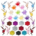 Assortiment d'écussons brodés de fleurs, roses et lotus pour décoration de vêtements - Collection Complète Premium