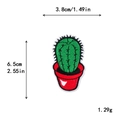 Parche bordado de cactus para ropa DIY con dimensiones 3,8 cm x 6,5 cm y guía de tallas - Estilo Cactus Verde en Maceta Roja (10584)