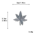 Blue-grey maple leaf embroidered patch showing dimensions 5x5.3cm and 0.68g weight - Blue Gray Maple Leaf (10868)