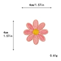 Pink daisy flower embroidery patch with yellow center 1.57in size detail - Pink Daisy (10865)
