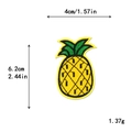 Embroidered pineapple patch in yellow and green silk thread, size 4cm x 6.2cm - Grid Texture Pineapple Style (11462)