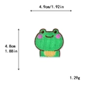 Green embroidered frog animal patch for DIY clothing with dimensions 4.9cm x 4.8cm - Smiling Frog Bust (10085)