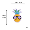 DIY pineapple embroidery patch with purple sunglasses and dimension measurements - Smiling Pineapple with Round Sunglasses Style (11453)