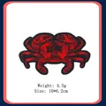 Detailed red crab embroidery patch for DIY clothing decoration 10x6.2cm 4.5g - Crab Style (GZ-4394) / Iron-on / With Adhesive