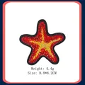 Starfish embroidery patch in red and yellow, 8.8x8.2cm decorative starfish iron-on badge - Starfish Style (GZ-4397)