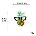 Embroidered pineapple patch with sunglasses, 4.2x5.4cm DIY iron-on applique for clothes - Cartoon Pineapple with Black Sunglasses Style (11454)