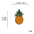 Pineapple embroidered patch for DIY clothing, measuring 6.2cm x 3.7cm with detailed texture - Realistic Pulp Texture Pineapple Style (11449)