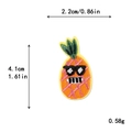 Pineapple embroidery patch with sunglasses showing 4.1cm height and 2.2cm width dimensions - Funny Orange Pineapple with Sunglasses Style (11468)