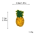 Pineapple embroidered patch for DIY clothing, 3.8x7.1cm size with green and yellow threads - Long Pineapple with Dark Green Leaves Style (11460)