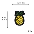 Detailed pineapple embroidery patch with dimensions 3x4.4cm for clothing decoration - Dense Stitch Pineapple with Dark Green Leaves Style (11465)