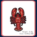 Detailed red lobster embroidery patch for clothing DIY, size 8.6x12.5cm and 6.9g weight - Lobster Style (GZ-4395) / Iron-on / With Adhesive