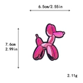 Écusson brodé chien ballon rose vif de 6,5x7,6cm avec des détails de couture précis - Style Rose Foncée(11033)