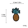 Pineapple embroidered patch for DIY clothing decoration with size measurement labels - Cyan Leaves Black Border Pineapple Style (11467)