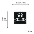 Écusson brodé carré noir visage triste pour vêtements DIY taille 3,6x3,6cm - Expression Drôle Mélancolique (11505)